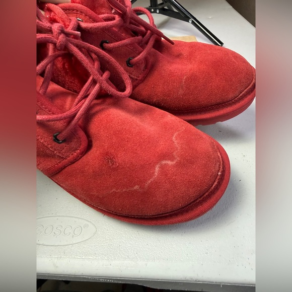 UGG MEN'S NEUMEL SUEDE SHEARLING LINED CHUKKA BOOTS RED Sz 9 - Picture 4 of 13